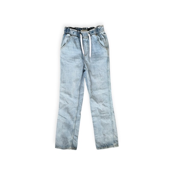 Topshop Denim - Topshop Light Wash Straight Leg Jeans with Drawstring